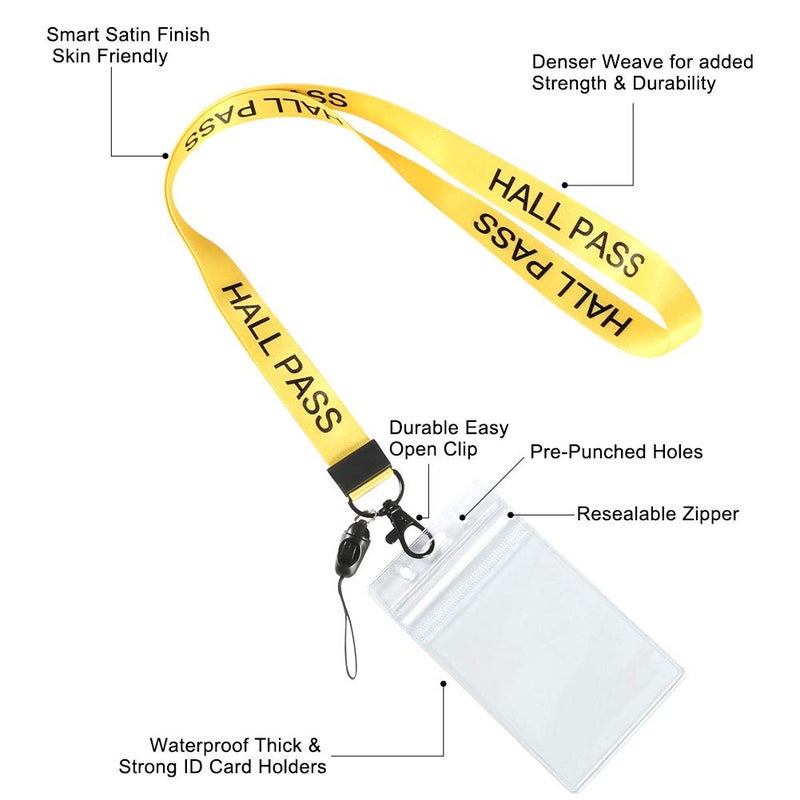 Melife 6 Pack Hall Pass Lanyards, School Passes for Classroom, hallpass for Bathroom, Library, Office. Yellow - Image 2